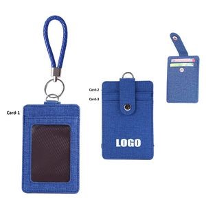 PU Leather 3 Pockets Card Holder With Key Ring