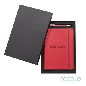 Eccolo® Kabuki Sprial Journal/Clicker Pen Gift Set - (M) 6"x8" Red
