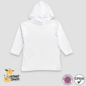 Toddler Long Sleeve Hooded T-Shirts - White - 100% Polyester - Laughing Giraffe®