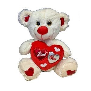 Valentine's Day Teddy Bears - White/Red, Heart, 11 (Case of 12)