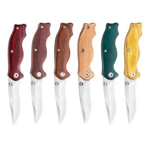 Stainless Steel Folding Knife w/ Colored Wood Handle