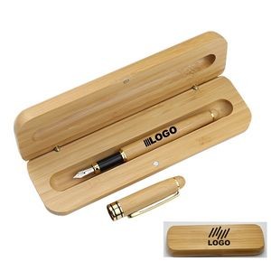 Bamboo Wood Fountain Pen Set With Case