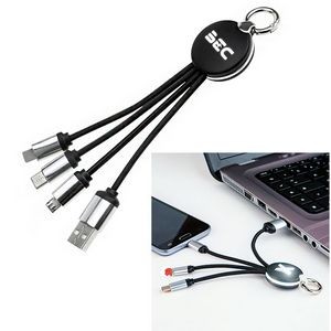 3 - In - 1 Lighting Up Charging Cable Keychain