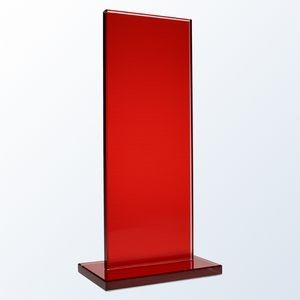 Honorary Rectangle Glass Award, Red, 9 1/2"H