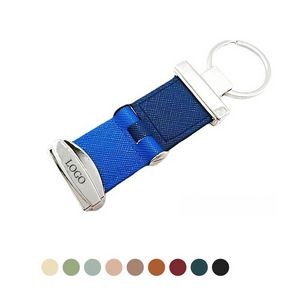 Rectangular Leatherette Double Colors Keychain