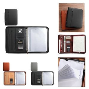 Leather Documents Organizer with Calculator