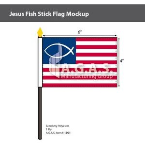 Jesus Fish Stick Flags 4x6 inch