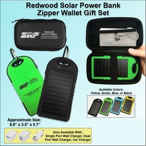 Redwood Solar Power Bank Zipper Wallet Gift Set 3000 mAh