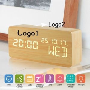 Wood Alarm LED Clock
