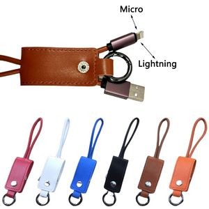2 in 1 Rectangle PU Leather USB Dual Fast Charging Cord