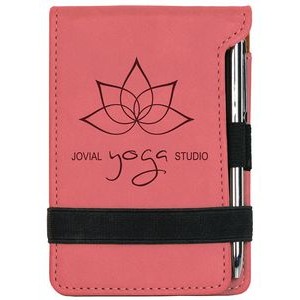 Pink Mini Notepad with Pen, Laserable Leatherette