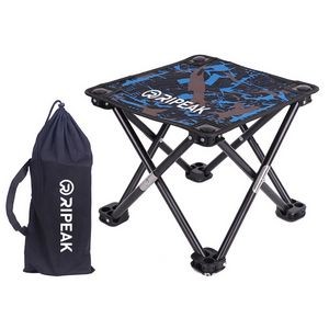 Portable Oxford Folding Stool Collapsible Camping Outdoor Chairs W/Carrying Bag(Blue Camouflage)