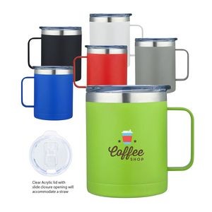 Glamping 14 oz. Double-Wall Stainless Mug w/Clear Acrylic Slider lid
