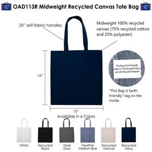 OAD113R Midweight Recycled Canvas Tote Bag