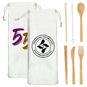 Bamboo Cutlery Set With Cloth Bag