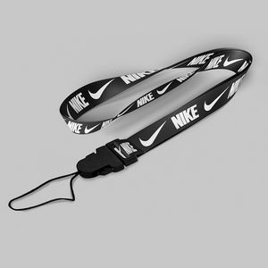 1/2" Black custom lanyard printed with company logo with Cellphone Hook attachment 0.50"