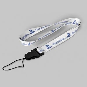 5/8" White custom lanyard printed with company logo with Cellphone Hook attachment 0.625"