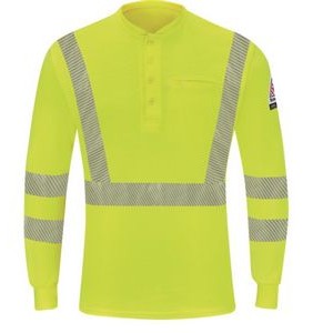 Bulwark™ Hi-Visibility Lightweight Long Sleeve Henley - Hi-Vis Yellow/Green