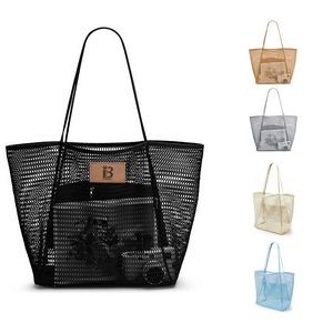 Polyester Casual Beach Mesh Tote Bag
