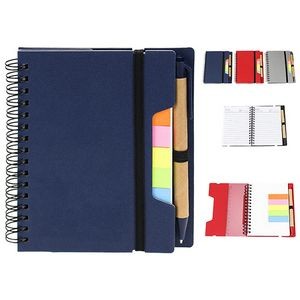 Versatile Kraft Notebook Set Includes Sticky Flags and Pen