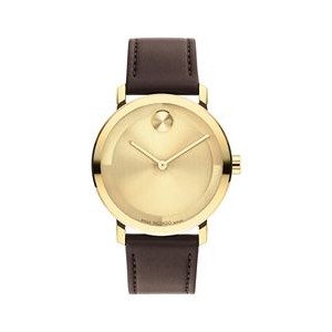 Movado Bold Evolution 2.0 Gentlemen's Gold IP Watch w/Chocolate Brown Leather Strap