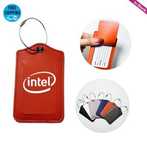 Premium PU Leather Luggage Tags with Stainless Steel Loop