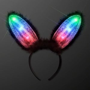 Light Up Black Bunny Ears Headband - BLANK