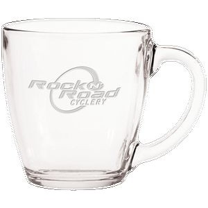 16 Oz. Glass Bistro Coffee Mug - Etched