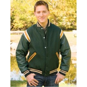 The Favorite Custom Wool Jacket w/1-Color Leather Shoulder Insert/Leather Overlay & Leather Sleeves