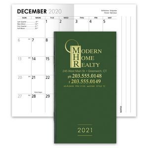 TC Datefinder 14 Month Pocket Planner, Green Cover