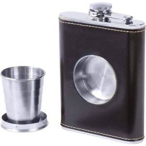 Stainless Steel Flasks - 6.8 oz, with Built-In Cup (Case of 100)
