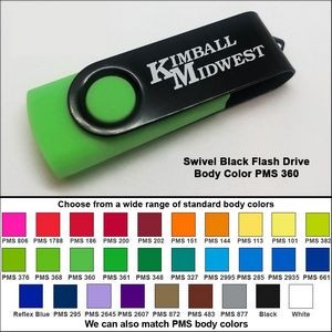 Swivel Black Flash Drive - 64 GB Memory - Body PMS 360