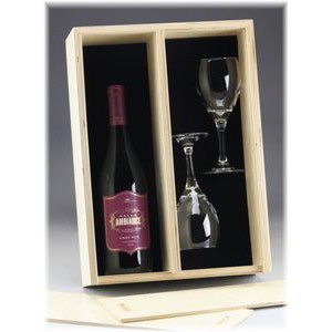 11.1" x 15.6" - Premium Birch Wood Double Wine Box - Slide Top