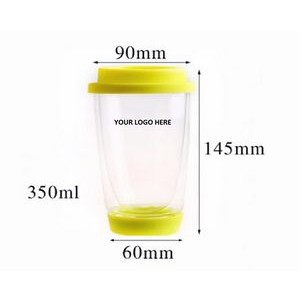 12 Oz. Double Wall Glass Cup w/Colorful Silicone Lid