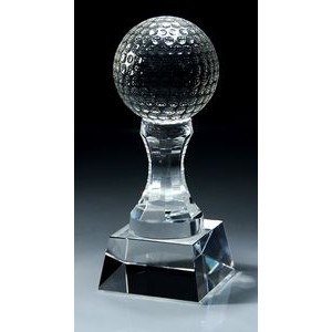 Dimpled Golf Ball Award Series on Crystal Pedestal & Base, Large (3-1/4"x 7-3/4"H)
