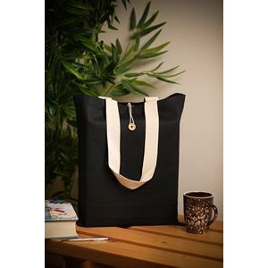 Colored Button-Up Tote with Natural Handles