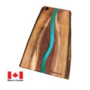 16" Live Edge Black Walnut Charcuterie/ Serving Board with Resin River