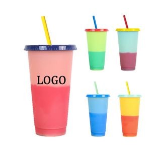 24 Oz. Color Changing Stadium Cup w/Straw & Lid