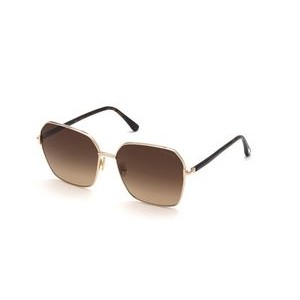 Tom Ford® Shiny Rose Gold/Dark Havana Claudia Sunglasses