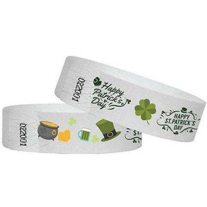 3/4" wide x 10" long - 3/4" Wristbands St Paddy's Full Color 500 Pack Blank 0/0