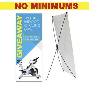 Medium Size X-Stand with 13 Oz. Economy Vinyl Banner & Stand. Full Color, No Minimum!