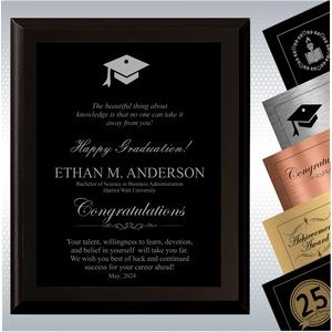 Black Matte Finish Wood Plaque Personalized Years of Service Gift Award (7" x 9")