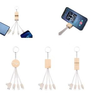 Bamboo 3 in 1 Charging Cable Keychain