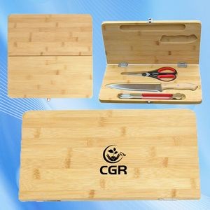 Portable Bamboo Cutting Board Set with Foldable Utensils