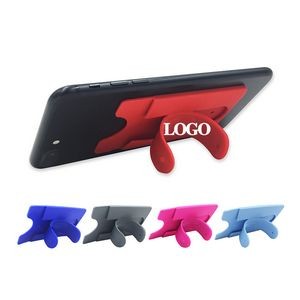 Stick-on Silicon Rubber Card Holder with Cell Phone Stand