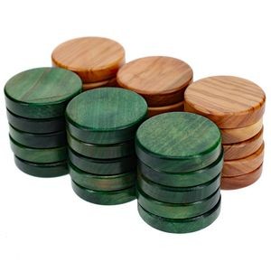 Olive Wood Backgammon Checkers/Chips in Green & Natural