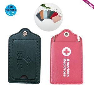PU Leather Luggage Tags with Privacy Cover Metal Ring