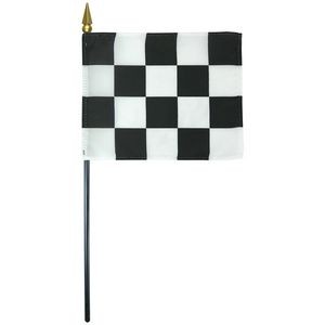 Checkered 4" x 5" Staff Mounted Rayon Flag