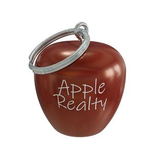 Red Miniature Apple Keyring (1 1/4") with Imprint