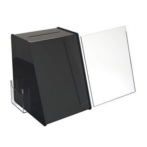 Smoke Acrylic Ballot/ Suggestion Box with Angled Ad Frame (12"x11"x8")